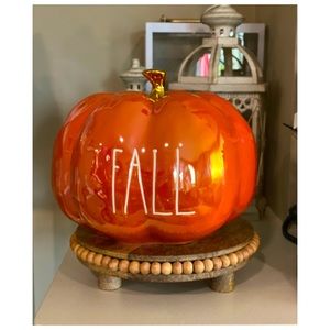 Rae Dunn Iridescent “Fall” Luster Pumpkin Autumn Decor 4” Tall